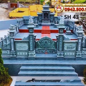 KHU LĂNG MỘ ĐÁ SH 43 – KIẾN TRÚC NHIỀU TẦNG, SÂN LỄ NỔI BẬT VÀ LAN CAN CHẠM KHẮC TINH XẢO
