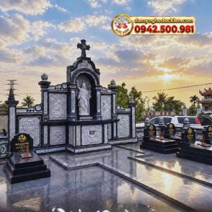 LĂNG MỘ ĐÁ CÔNG GIÁO CHẠM KHẮC PHÙ ĐIÊU, TƯỢNG CHÚA VÀ THÁNH GIÁ TRANG NGHIÊM